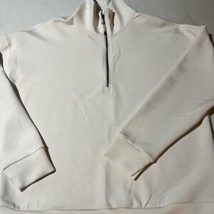 Women's Cream Quarter-Zip Sweatshirt Size L